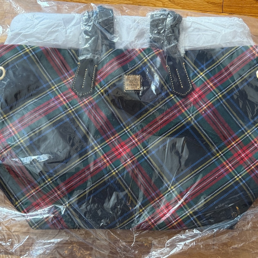 Dooney & Bourke Plaid Tote - Red, Blue, Green